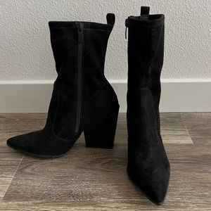 Kendall + Kylie Felicia Black Suede Pointed Mid-Calf Boots